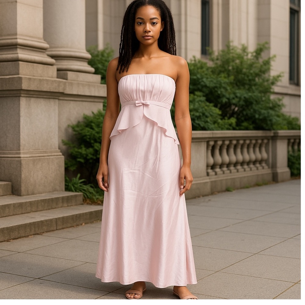 Vintage NWT Jessica McClintock for Gunne Sax Elegant Pink Strapless Dress